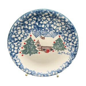 Folk Craft Cabin In The Snow Salad/Dessert Plate 7.5" Set Of 2 Christmas